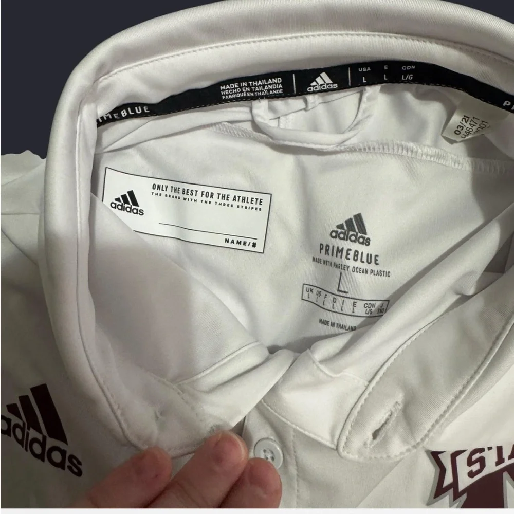 Adidas Mens L Mississippi State Bulldogs AEROREADY Polo Shirt NCAA Sporty Preppy